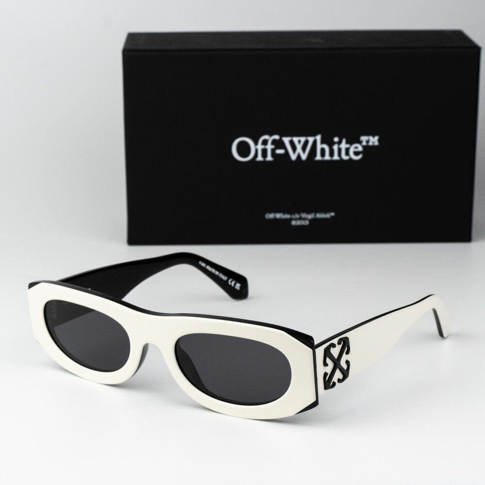 Off-White ORLANDO Men Sunglasses White Black Grey Oval OERI13O ORLANDO 0107